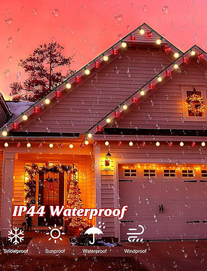 SUNSGNE G40 Frosted Red and White Christmas Lights, 25FT Christmas Round Lights with 25 Frosted Red and White Globe Bulbs for Outdoor Indoor Xmas Pergola Gazebo Patio Yard Decorations
