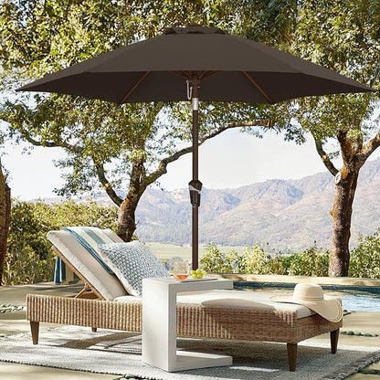 ABCCANOPY 7.5FT Patio Umbrella Outdoor 6 RibsTable Umbrella(Brown) | Fade & UV Resistant Fabric,6 Fiberglass Ribs,Smooth Crank System,Wind Resistance,Great for Patio,Backyard,Garden,Deck