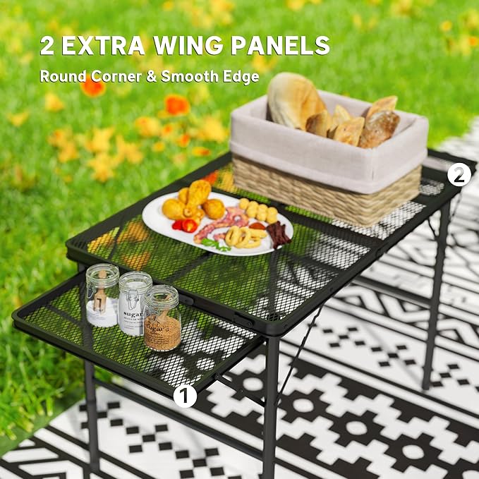 Black Portable Charcoal Grill Foldable Grills BBQ Grill Charcoal Grill for Travel, Camping, Outdoor BBQ Grill Camping Grill Charcoal Kettle Grills Outdoor Cooking Table 53.9" L x 24.4" W x 22.4"H