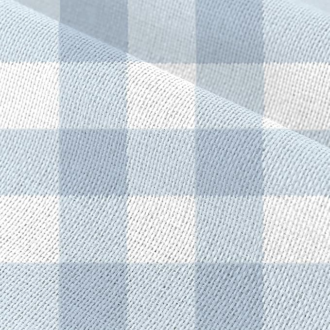 Dusty Blue Gingham Table Runner Blue Checkered Boy Girl Baby Shower Birthday Party Decoration Home Dining Kitchen Island Decor (13" x 72")