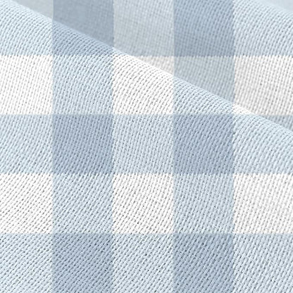 Dusty Blue Gingham Table Runner Blue Checkered Boy Girl Baby Shower Birthday Party Decoration Home Dining Kitchen Island Decor (13" x 72")