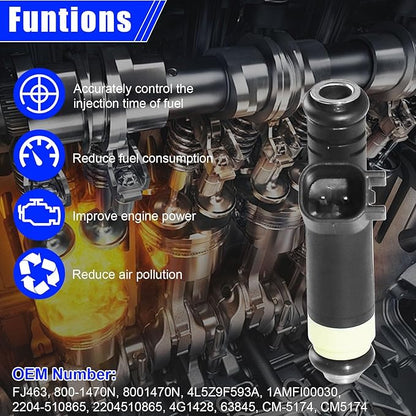 Fuel Injectors Set of 6, Compatible with 2001-2008 Ford Ranger, 2001-2007 Mazda B3000-V6 3.0L, 3 Holes, Replace Part FJ463 CM5174 4L5Z9F593A