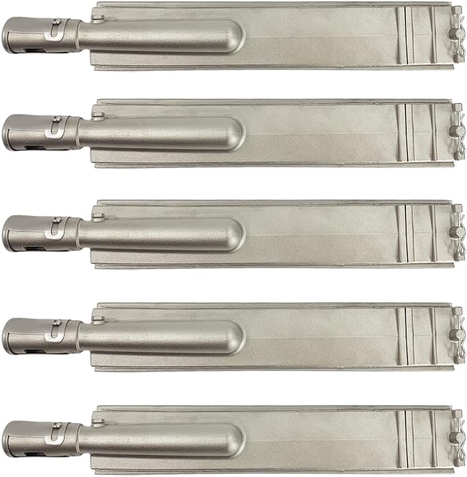 5 Pack Heavy Duty Cast Stainless Steel Grill Burners for Bull, Premium Outdoor BBQ Gas Grill Replacement Parts for Bull, Blaze, Cal Flame, Aussie, Grilljob, Turbo, Thermos, Nexgrill, etc.