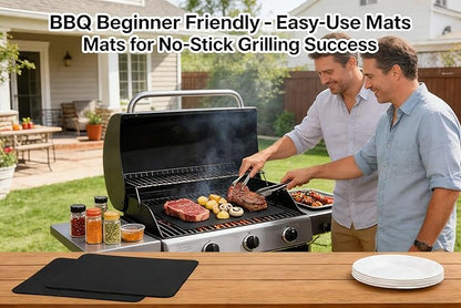 3-Pack Heavy Duty Non-Stick Grill Mats - Reusable BBQ Sheets for Gas, Charcoal & Electric Grills (Black)