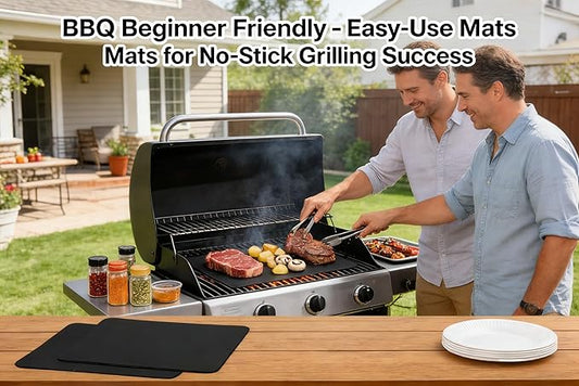 3-Pack Heavy Duty Non-Stick Grill Mats - Reusable BBQ Sheets for Gas, Charcoal & Electric Grills (Black)
