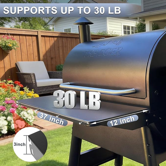 BAC363 Folding Front Shelf for Traeger Pro Series 34, Texas Elite 34, Century 885 Costco, Eastwood 34 Pellet Grill Smoker, Heavy-Duty Grill Accessories Replacement for Food Prep and Storage, 37" x 12"