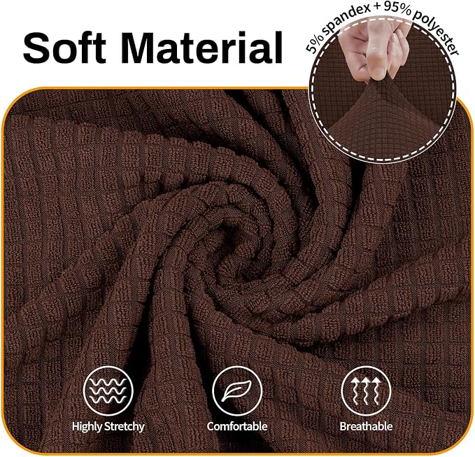 Asnomy Stretch Couch Covers Washable, loveseat Cover Slipcovers,Chocolate | 1-Piece Sofa Cover(55"-78") loveseat cover Furniture Protector Soft Jacquard,Non-Slip Elastic Bottom for Dogs & Kids