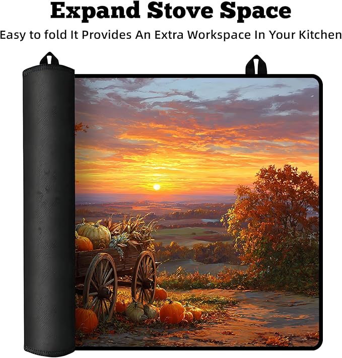 Multi-Design Stove Cover for Glass/Electric Stoves - 3-in-1 Heat-Resistant Protector Mat, Non-Slip Drying Rack 28"x20"