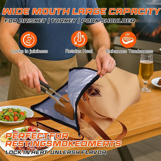 25in BBQ Blanket for Resting Meat - Meat Resting Bag of Washable Oxford Cloth - Insulated Brisket Resting Blanket for Turkey, Pork Shoulder & Beef - Christmas Gifts, Gifts for Men, BBQ Lovers