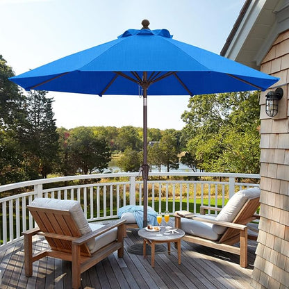 ABCCANOPY OLEFIN® 5-Year No Fading 9FT Outdoor Patio Umbrella(Sky Blue) | Fade & UV Resistant Fabric,8 Fiberglass Ribs，Wind Vent，Crank Lift & Tilt,Outdoor Table Umbrella for Deck,Backyard,Yard