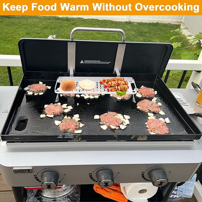 Griddle Warming Rack for Weber Slate 36 30 28 Inch Rust-Resistant Griddle, Stainless Steel Grill Warming Rack for Blackstone 17 22 28 36 Inch Charbroil Camp Chef and Most Flattop Griddle Accessories