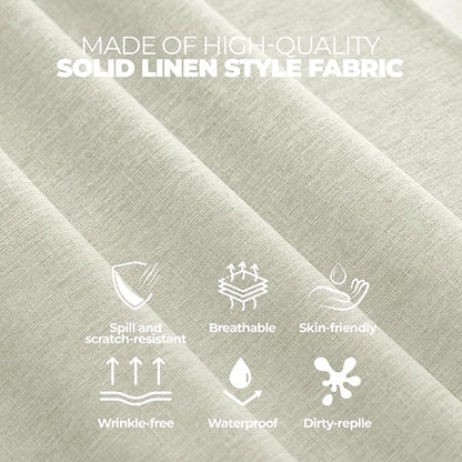 Decorelia Waterproof Round Tablecloth for Round Dining Table, Decorative Rustic Soft Wipeable Table Cloths Cover Indoor Outdoor Use for Holiday,Wedding, Kitchen (70 Inch,Round (4-6 Seats),Light Grey)