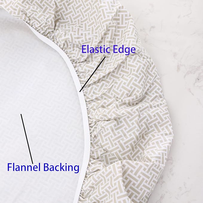 Walrus Round Vinyl Fitted Tablecloth with Flannel Backing Elastic Edge Design Table Cover Waterproof Oil-Proof PVC Table Cloth Stain-Resistant Best for 37"-44" Round