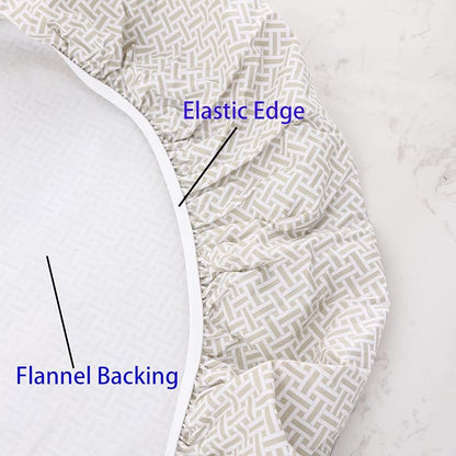 Walrus Round Vinyl Fitted Tablecloth with Flannel Backing Elastic Edge Design Table Cover Waterproof Oil-Proof PVC Table Cloth Stain-Resistant Best for 37"-44" Round