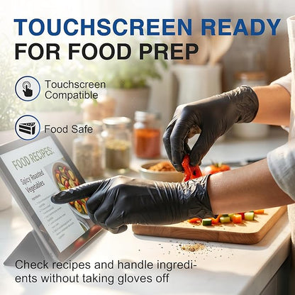 Schneider Nitrile Exam Gloves, 4 Mil Black Gloves Disposable Latex Free Powder Free, Food Safe for Cooking, Food Prep, Clean