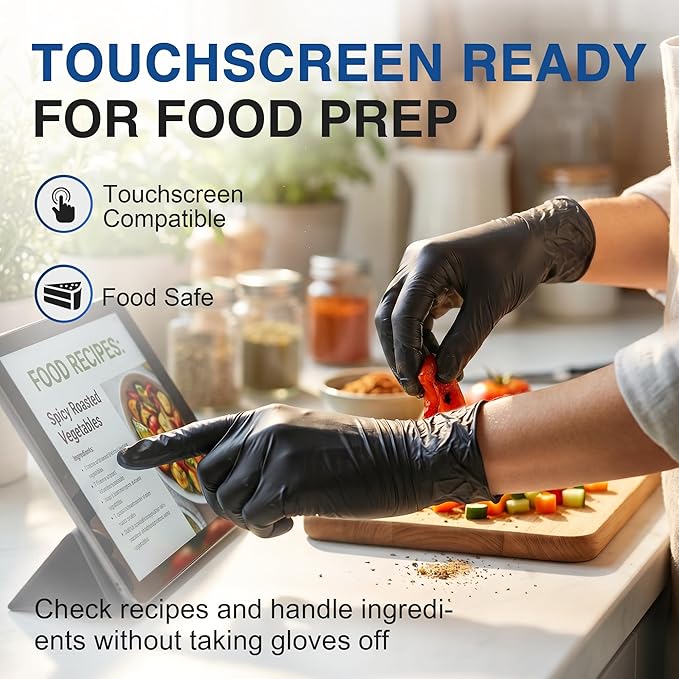 Schneider Nitrile Exam Gloves, 4 Mil Black Gloves Disposable Latex Free Powder Free, Food Safe for Cooking, Food Prep, Clean