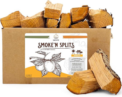 Smoke'n Splits by Tiny Timbers USDA Grade Kiln Dried Hardwood Cooking Chunks for Smokers & BBQ Grills | 5" Short Splits | USA Sourced | 6 lb. | 400+ cu. in. | Apricot