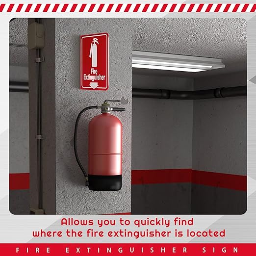 Barydat 24 Pcs Fire Extinguisher Signs 6.3" x 6.3" Fire Extinguisher with Pre Drilled Mounting Hole and Down Arrow Industrial Warning Signs Include Screws and Adhesive Tapes for Home Office Business