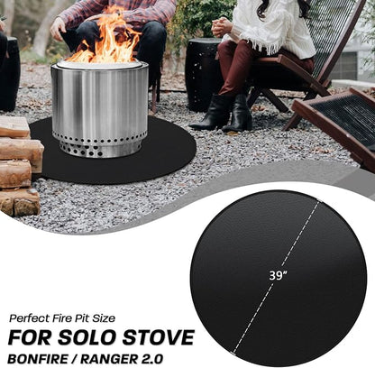 39" Fire Pit Mat for Solo Stove Bonfire - Round Under Grill Mat | Double-sided Fireproof,Oil & Waterproof,Portable,Easy to Clean,Outdoor Patio Deck Protection,Fireplace,Camping Stove Fire Mat
