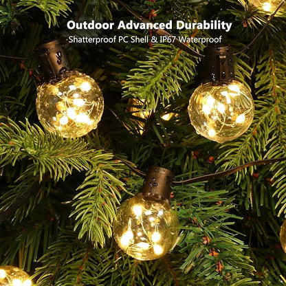 Outdoor String Lights Plug in, 25ft 20 LED Bulbs Hanging Patio Lights Dimmable with Timer & Remote, Globe Bulb Shatterproof & Waterproof for Outdoor Indoor Backyard Balcony Decor - Warm White