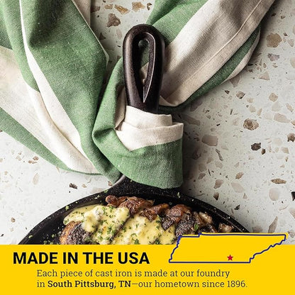 Lodge Round Seasoned Cast Iron Griddle 10.5 Inches - Round-Shaped, Pre-Seasoned Iron Griddle Pan - Non-Toxic, PFAS-Free Cookware - Compatible with Stovetop, Oven, Grill, or Campfire