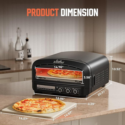 BIG HORN Pizza Oven Indoor, 14" Electric Countertop Pizza Oven with 6 Modes, Heats up to 850°F Pizza Maker, Flip-Up Design Pizza Cooker for Home Kitchen, Restaurants, Parties