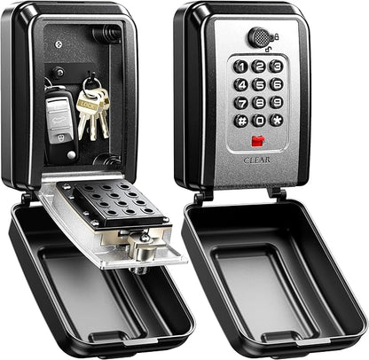ISEYOU Lock Box for Keys with Code, Wall-Mounted Key Lock Box with Resettable Code, 12-Digit Combination Outdoor Lockbox, Large Capacity & Weatherproof Key Safe Storage for Home, Office, Apartment