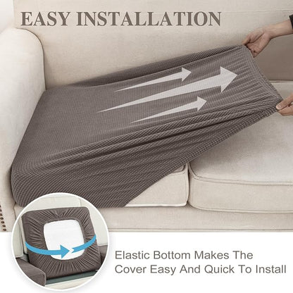 LA MEACK Couch Cushion Cover Seat Cushion Cover Stretch Armchair Cover Separate Sectional Sofa Slipcovers Furniture Protector(1 Piece for Seat or Sofa Backrest, Taupe)