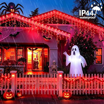 YEGUO 66ft 800 LED Icicle Lights Outdoor Waterproof, 160 Drops Halloween Lights Connectable, 8 Modes Icicle Christmas Light with Memory(Red)