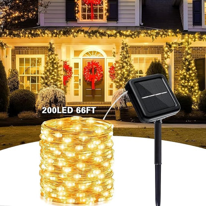 SyouHome 800 LED 264ft Solar String Lights Outdoor, 4 Pack, Warm White | 8 Lighting Modes, Auto On/Off, Waterproof Solar Fairy Lights, Twinkle Lights for Garden, Tree, Wedding, Party Decor