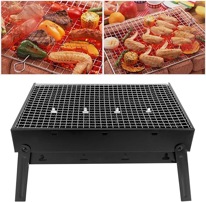Alvinlite Barbecue Grill Stainless Steel - Kabab Grill Folding Camping Grill BBQ for Shish Kabob Grill Cooking Small Grill Portable Charcoal Tabletop Grill Barbecue