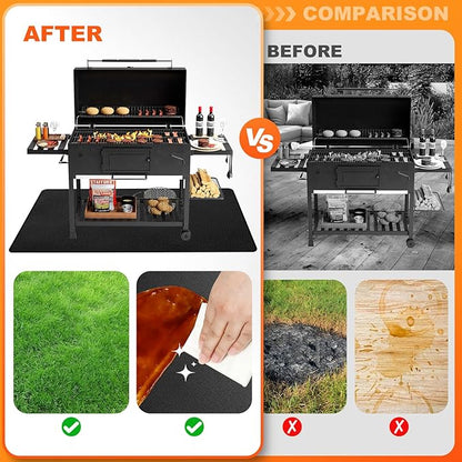 48" x 36" Grill Mats for Outdoor Grill, 2000°F Fireproof Under Grill Mat, Double-Sided Silicone Grill Pads for Deck Protector, Waterproof Oil-Proof BBQ Grill Matt for Fire Pit, Black