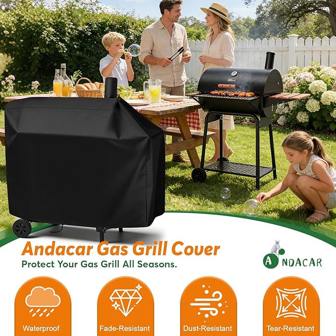 Charcoal Grill Cover for Royal-Gourme-t CC1830V 30 Charcoal Grill, Smoker Grill Cover for Outdoor Grill Waterproof Royal-Gourme-t BBQ Grill Cover - 44" L×29" W×45" H, Black