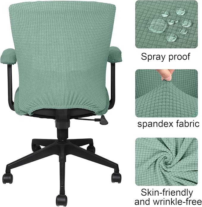 Tallew 4 Pcs Office Chair Covers Stretchable Armrest Seat,XL,Pea Green | Universal Fit Office Desk Chairs, Protective Seat Backrest Slipcovers, Stretchable Prevent Wear, Easy Install for Rotating