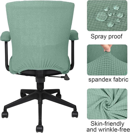 Tallew 4 Pcs Office Chair Covers Stretchable Armrest Seat,XL,Pea Green | Universal Fit Office Desk Chairs, Protective Seat Backrest Slipcovers, Stretchable Prevent Wear, Easy Install for Rotating