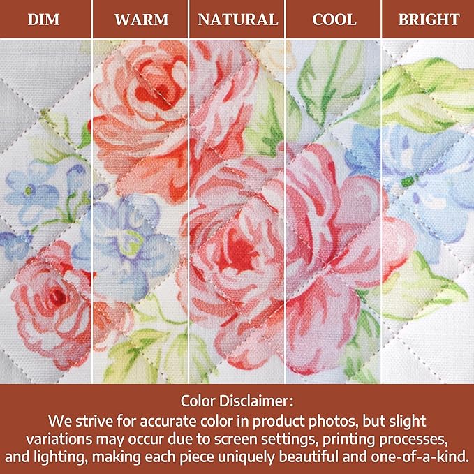 Maison d' Hermine Pot Holders 100% Cotton Heat Resistant Potholders 8" x 8" Hot Pads with Loop BBQ Cooking Baking Hotel Farmhouse Kitchen Handling Hot Pans Spring Summer (Pack of 1, Vintage Floral)