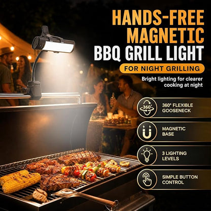 BBQ Grill Light for Outdoor Grill, Magnetic & Adjustable Clamp
