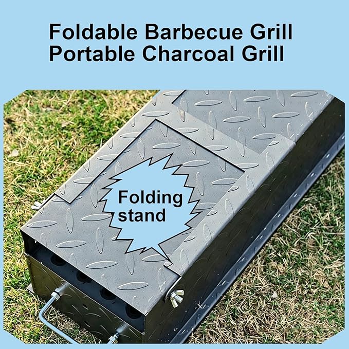 Foldable Barbecue Grill Portable Charcoal Grill,Outdoor Skewer Asadores Small Camping Coal Grill,Parrilla Para Asar Carne De Carbon Hibachi Grill Charcoal Steel Material(80cm/32in)