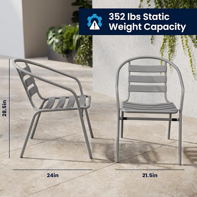 Flash Furniture 31.5 in Aluminum Round Table, Silver | Durable Construction, Commercial Use