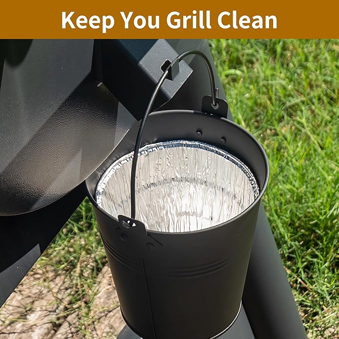 3-Pack Black Grease Bucket for Pellet Grill Smokers Heavy Duty Galvanized Steel Drip Catcher, Rust-Proof 5.6" Diameter, Easy Clean BBQ Accessory