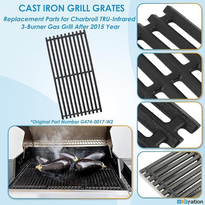 17" Grill Grates and Emitter for Charbroil TRU Infrared 3-Burner 463242516 466242515 466242516 466242615 466242616 463355220 463342420 Grill Parts for Charbroil Grill Replacement Parts