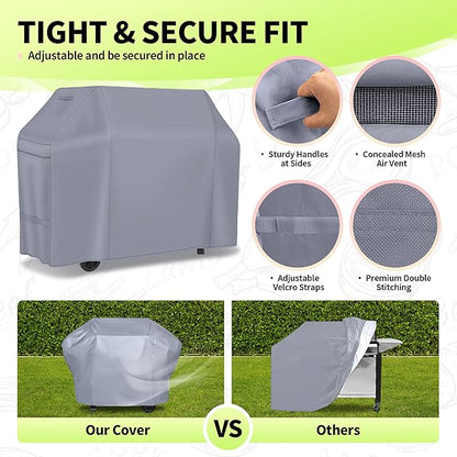 NEXCOVER Barbecue Gas Grill Cover - 55 Inch Waterproof Outdoor Heavy Duty BBQ Cover, Fade & Weather Resistant Upgraded Material, Barbecue Cover for Weber, Brinkmann, Char Broil and More