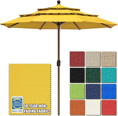 EliteShade USA 10-Year-Non-Fading 11ft 3-Tier Market Patio Umbrella, Commercial Grade Outdoor Table Umbrella with Crank Open, Windproof & UPF 50+ UV Protection, Heavy Duty Ventilation for Garden, Deck, Pool, Backyard, Beach & Bistro, No Tilt, Sunflower...