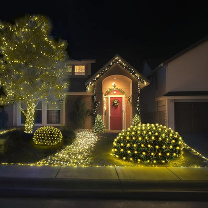 BlcTec Christmas Net Lights, 200 LED 8.4ft x 5.2ft Outdoor Christmas Lights with 8 Modes, Timer, Connectable, Waterproof Design for Trees, Bushes, Shrubs Outdoor Christmas Decorations, Warm White