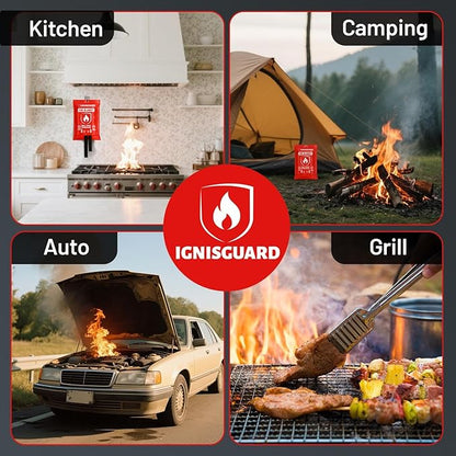 Emergency Fire Blankets for Home and Kitchen, 2-Pack 40"x40" Fiberglass Fire Suppression Blanket for Grease Fires, BBQ Grill, Camping, RV, Fireplace & Survival Safety