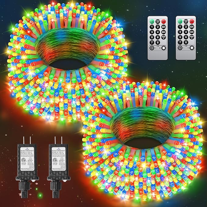 Multicolor Christmas Lights Outdoor Total 710FT 1800 LED, Extra Long Outdoor String Lights Waterproof, Timer & Memory, 8 Modes Dimmable Plug in Fairy for Outside Tree Wedding Patry