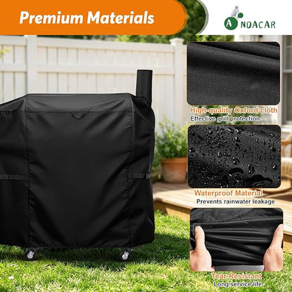 Charcoal Grills Cover for Z Grills 700D6 Pellet Grill, Waterproof Outdoor Grill Cover BBQ Grill Cover Barbeque Grill Cover (Cover Only) - 48" L×22" W×48" H, Black