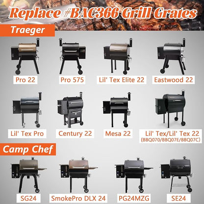Grill Grates for Traeger 22 Series Pro 575 Lil Tex Elite Pro BBQ070 Cast Iron Cooking Sear Grate Bottom Grid Rack BBQ Replacement Parts BAC366 Wood Pellet Smoker Accessories