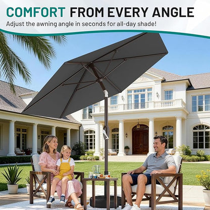 AreShark 7.5FT Patio Umbrella Table Market Umbrella w/Tilt and Crank, Heavy-Duty Outdoor Umbrellas for Pool, Deck, Garden and Backyard, Gray