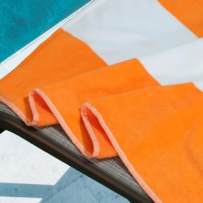 Superior Cabana Cotton Lounge Chair Cover, Outdoor Towel/Chaise Furniture Covers, Terry Cloth, Beach, Spa, Swim Accessories, Pool Chair Cover, Soft, Quick Drying, 32" x 102", Set of 6, Orange